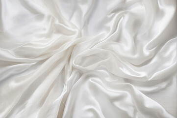 Obraz premium Timeless Elegance: A Close-up View of Luxurious Rippled White Silk Fabric, Evoking Purity and Sophistication, Perfect as an Abstract Background. ai generated