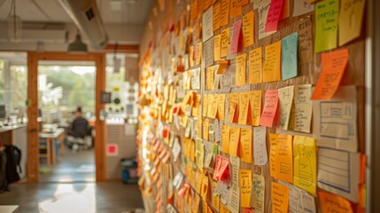 Fototapeta premium A wall full of post-it notes with ideas