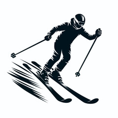 skier in winter silhouette vector illustration white background