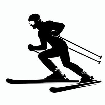 recommend clip art: skier in winter silhouette vector illustration white background