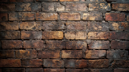 Obraz premium Old rustic brick wall with textured surface. Vintage and architectural background concept. Excellent for urban design elements and texture overlays.
