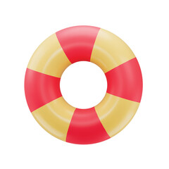 Obraz premium 3D swimming ring icon. Realistic illustration of a lifebuoy in a plastic cartoon style isolated on a white background. Vector 10 EPS.