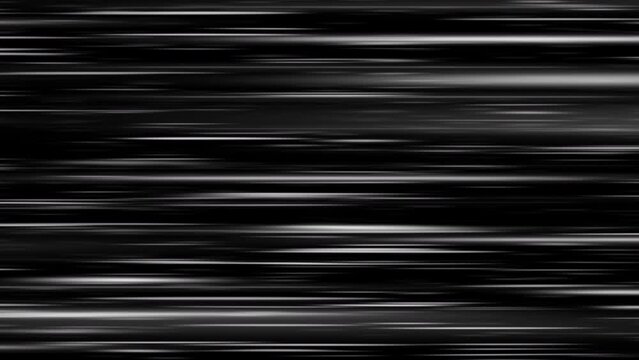 Speed ​​lines on a black background. Horizontal fast movement concept. White rays of light. Animated video for overlay.
