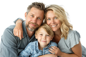 Family father mother son daughter kid studio photo white background