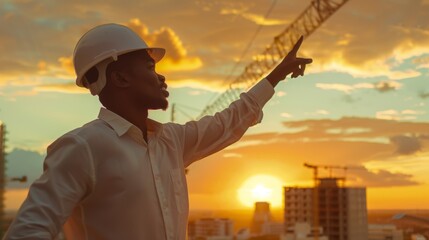 Engineer Directing at Construction Site