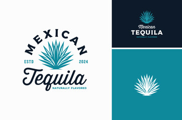 Mexican Blue Agave Plant for Tequila Vintage Drink Label or Beverage Bar Pub Tavern Logo Design