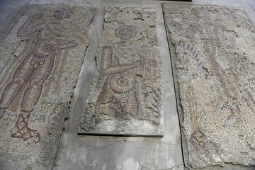 Oldest floor mosaic on church of the Apostles at Madaba, Jordan