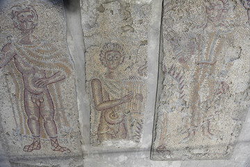 Oldest floor mosaic on church of the Apostles at Madaba, Jordan