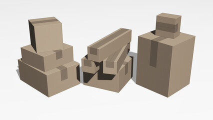 drei Stapel Pappkartons