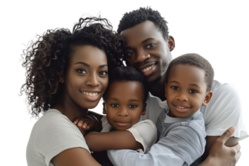 Family father mother son daughter kid studio photo white background