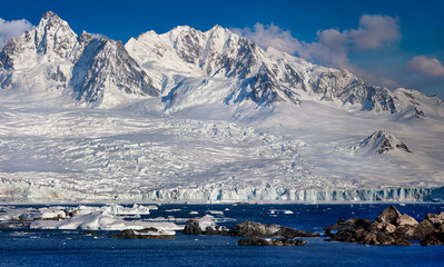 Mountains and Glacier on the Antarctic Peninsula in Antarctica