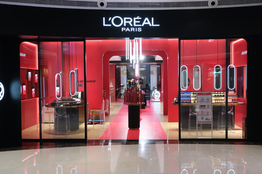 Shanghai,China-Sep. 3rd 2023: L'Or&eacute;al cosmetics retail store