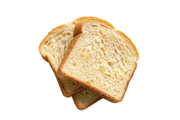 Freshly Sliced White Bread Isolated on White and Transparent Background