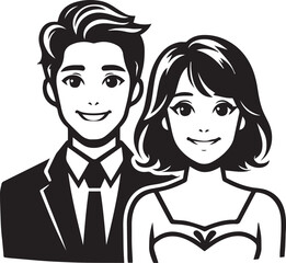 Front view of beautiful happy couple. Loving couple hugging each other Vector Illustration.