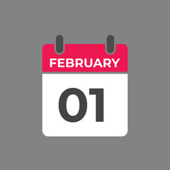 February 1 calendar reminder. 1 February daily calendar icon template. Calendar 1 February icon Design template. Vector illustration
