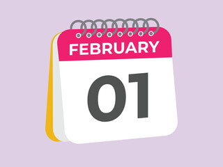 February 1 calendar reminder. 1 February daily calendar icon template. Calendar 1 February icon Design template. Vector illustration
