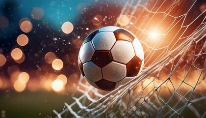 the ball flies into the net of a football goal