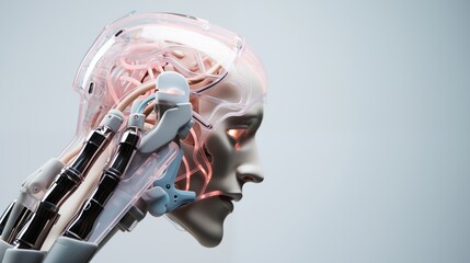 A neuroprosthetic implant stimulating the motor cortex, allowing individuals with spinal cord injuries to regain voluntary control over their movements. - obrazy, fototapety, plakaty
