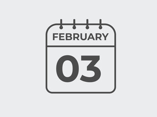 February 3 calendar reminder. 3 February daily calendar icon template. Calendar 3 February icon Design template. Vector illustration
