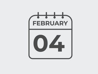 February 4 calendar reminder. 4 February daily calendar icon template. Calendar 4 February icon Design template. Vector illustration
