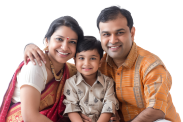 Family father mother son daughter kid studio photo white background