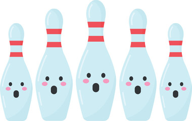 Bowling pins cartoon cute vector illustration