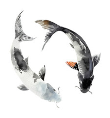Obraz premium koi carp fish watercolor digital painting good quality