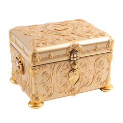 Golden precious casket png, no background