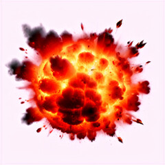 Explosions Isolated on a White Background. ai generated