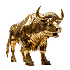 Golden Buffalo statuette. PNG, transparent background