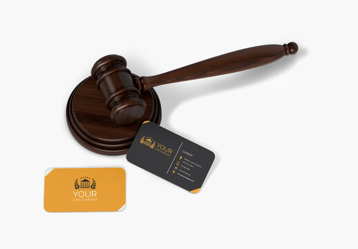 Business Card with Judges Gavel Mockup