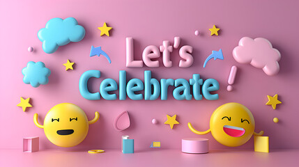 Let’s celebrate illustration with Smile and emotion for Christmas, birthday or holiday celebration, AI generation