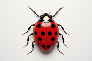 Ladybug with Red and Black Spots on Its Back. a White Background with A Ladybug.