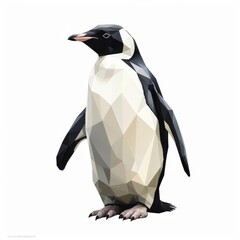 Obraz premium Penguin polygon in black and white geometry.
