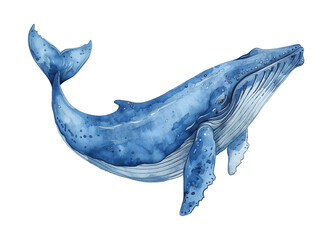blue whale fish watercolor digital painting good quality