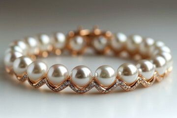 A vintage-inspired pearl bracelet, with lustrous freshwater pearls delicately strung together, exuding timeless elegance.