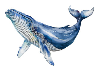 blue whale fish watercolor digital painting good quality