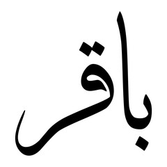 Baqar Muslim Boy Name Sulus Font Arabic Calligraphy