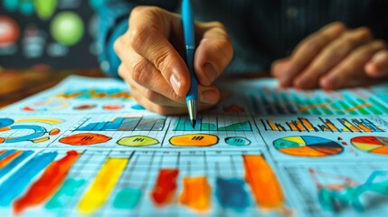 A person drawing graphs and charts on a piece of paper.