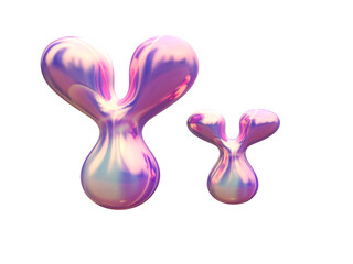Purple blue plastic 3D balloon bubble letter Y y, latex glossy texture
