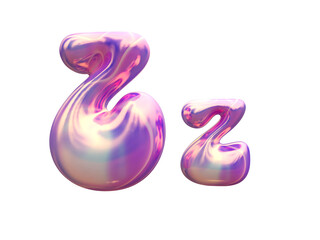 Purple blue plastic 3D balloon bubble letter Z z, latex glossy texture