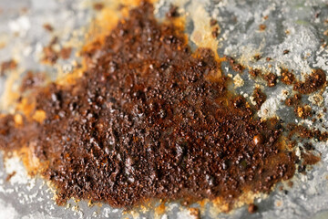 a section of an old, rusty iron plate
