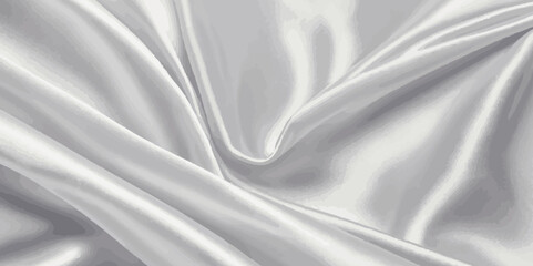 Background with luxury white wavy silk or satin. Fabric white silk wave texture for background.