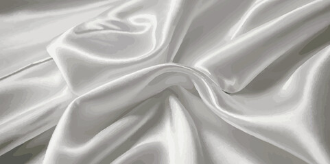 Background with luxury white wavy silk or satin. Fabric white silk wave texture for background.