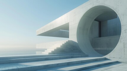 Minimalist Architecture Geometric Shapes: 3D representations showcasing minimalist architectural designs