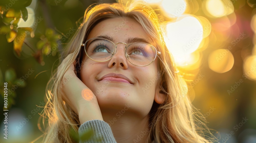 Canvas Prints Woman Enjoying Golden Hour Serenity