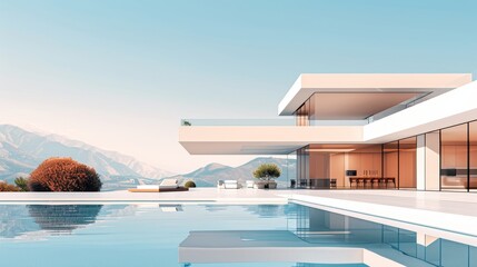 Fototapeta premium Minimalist Architecture Timeless Elegance: An illustration highlighting the timeless elegance of minimalist architectural