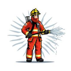 Obraz premium Illustration of a firefighter man png transparent background