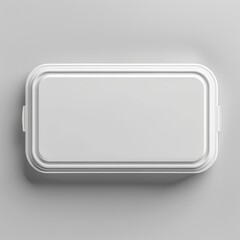 Minimalist white rectangular lunch box on a gray background with a clean and simple design