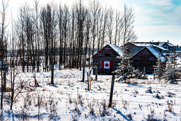 Winter drive through a winter wonderland, Mountain View County, Alberta, Canada